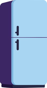 Retro style blue and purple refrigerator fridge appliance illustration for kitchen decor and home use design vector