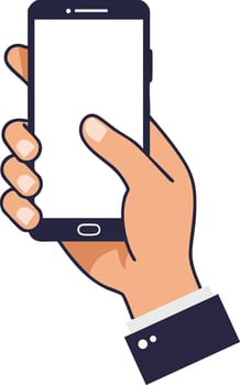 Hand holding smartphone with blank screen illustration in business style for communication and technology concepts vector