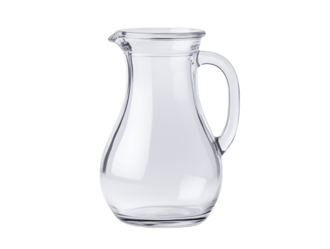 Clear glass pitcher for beverages and table settings png