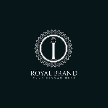 Ornamental Letter I Monogram Logo Design with Luxury Vintage Frame for Premium Royal Branding vector