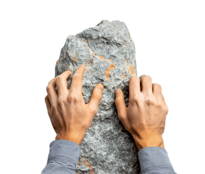 Strength and determination in rock climbing activity on rugged terrain png