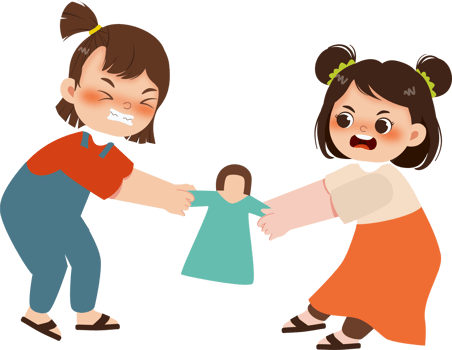 Two girls are playing with a doll png