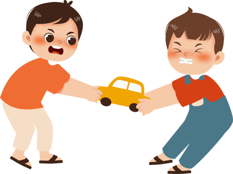 Two boys playing with a toy car png