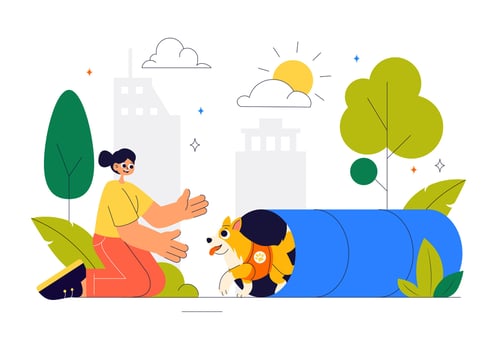 Pet Obedience and Trick Training Illustration with Dogs Jumping at Playground Center vector