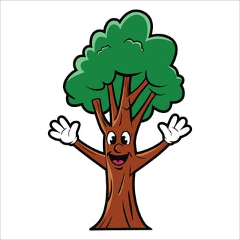 Playful cartoon style tree . Nature and plant illustration for environmental themes. vector