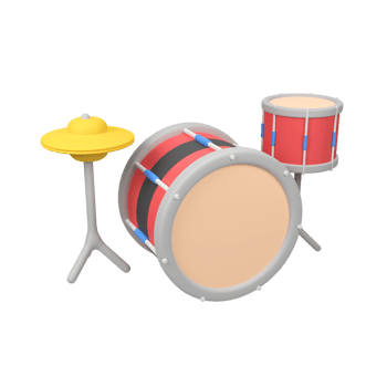Children toy drum isolated 3d render icon illustration png