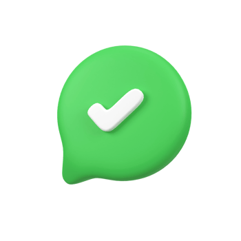 Check mark on green bubble isolated 3d render icon illustration png