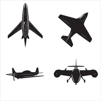 Four different types of airplanes on a white background vector