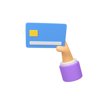 Hand holding and using credit card isolated 3d render icon illustration png