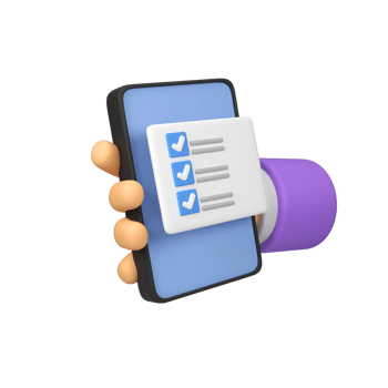 Hand holding phone with checklist isolated 3d render icon illustration png