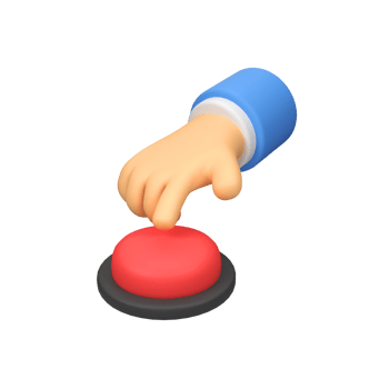 Hand pressing red button isolated 3d render icon illustration png