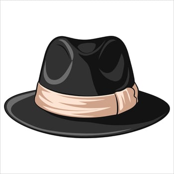 fedora hat design, clean white background. Ideal for retro outfits, gangster themes, and accessory branding. vector