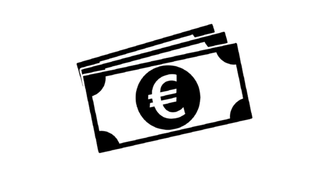 Line art illustration of euro banknotes stack isolated on transparent background png