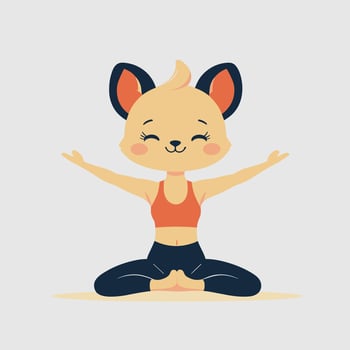 Cartoon Cat Meditating in Yoga Pose vector