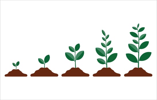 illustration plant sprouts growing in soil. Ideal for eco friendly projects, farming visuals and springtime graphics. vector