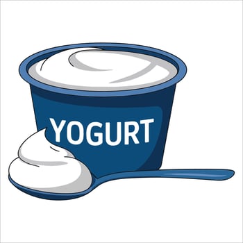 Yogurt in spoon art with clean white background. Perfect for dairy packaging, healthy eating visuals, and nutritional product designs vector