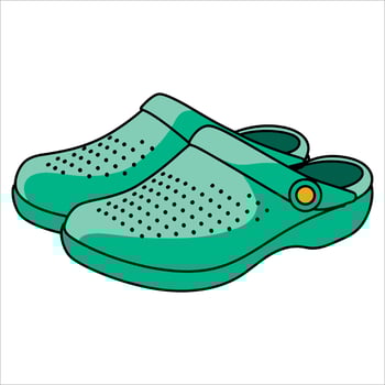 Pair of green beach shoes isolated . Summer footwear illustration for vacation and seaside themes. vector