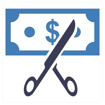 Cost Cutting icon concept in blue color vector
