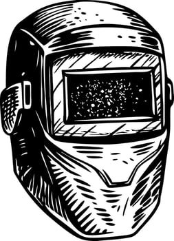 A vintage style illustration showing welding mask vector
