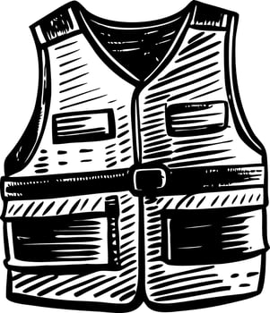 A vintage style illustration showing safety vest vector