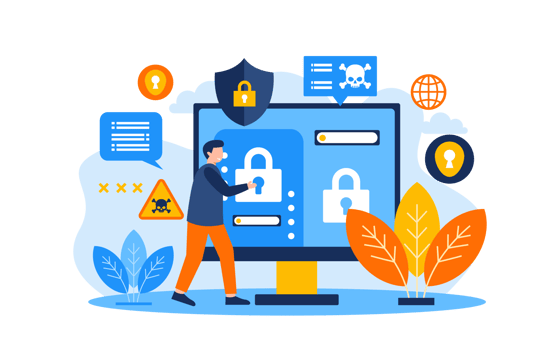 shield protect Cyber Crime Flat Concept Illustration png