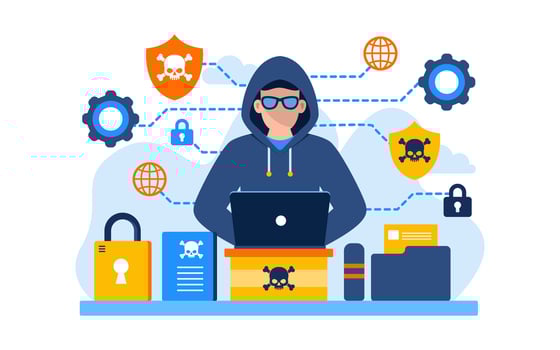 man behind jacker hacker Cyber Crime Flat Concept Illustration vector