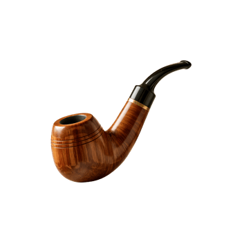 Vintage Wooden Tobacco Pipe with Curved Stem and Polished Briar Wood png