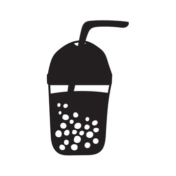 Bubble tea. Silhouette. hand drawn illustration on white background. vector