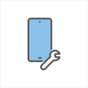 smartphone service filled outline icon. repair color line illustration. vector