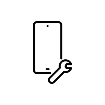 smartphone service outline icon. repair black line illustration. vector