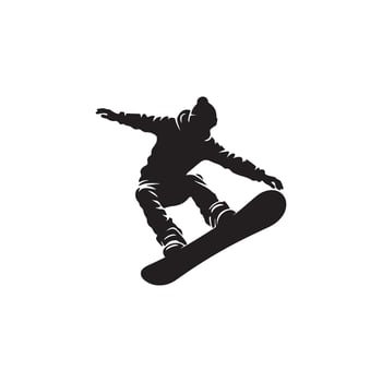 A silhouette of a person riding a snowboard vector