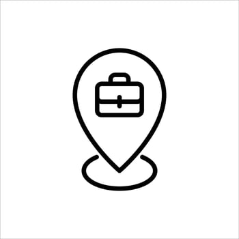 workplace outline icon. pin location black line illustration. vector