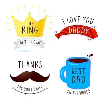 Set of Father's Day celebrating icons. Gift symbols vector