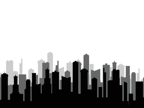 Black and white city silhouette background . vector