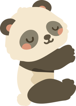cartoon panda bear sitting on its back png