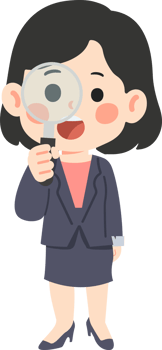 Business woman holding magnifying glass png
