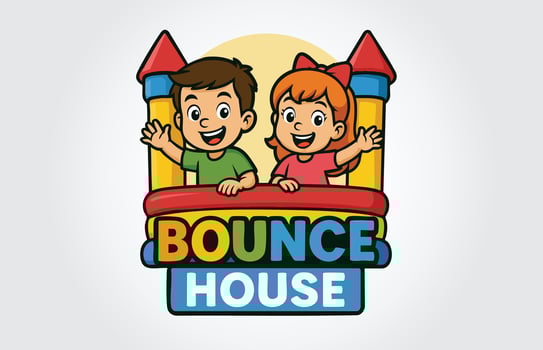 Kids Bounce House Colorful Cartoon logo Template vector