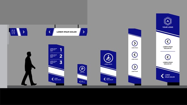Set of signage blue and white vector