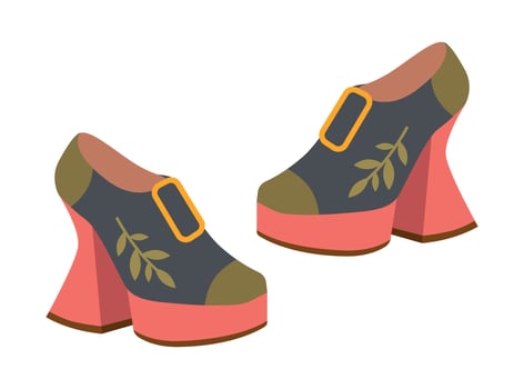 Retro Style Platform Shoes Isolated Illustration. Perfect for fashion related designs and vintage style projects. vector