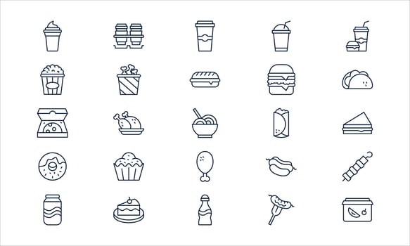 Food and drink symbol showing delicious meals and refreshing beverages in minimal outline style vector