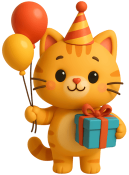 birthday cat cartoon clipart png