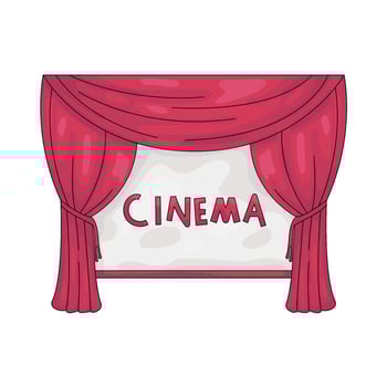 Illustration of Cinema Screen with Red Curtains vector