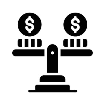 A glyph style icon showing financial stability vector