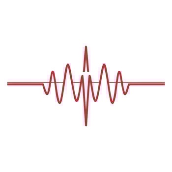A red heartbeat line representing vital signs in a medical context. The line features peaks and troughs, symbolizing heart activity and health monitoring. vector