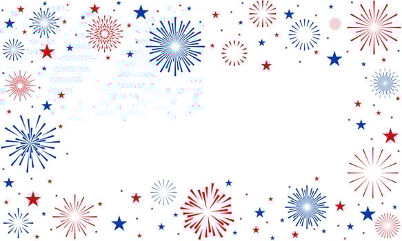 USA fireworks background, 4th July border, Independence Day vector