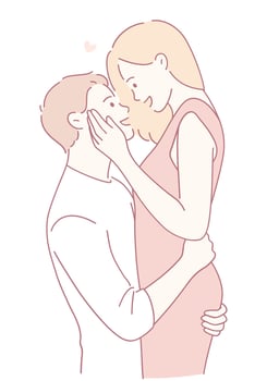 A Beautiful and Romantic Embrace Between a Loving Couple with Tender and Sweet Expressions vector