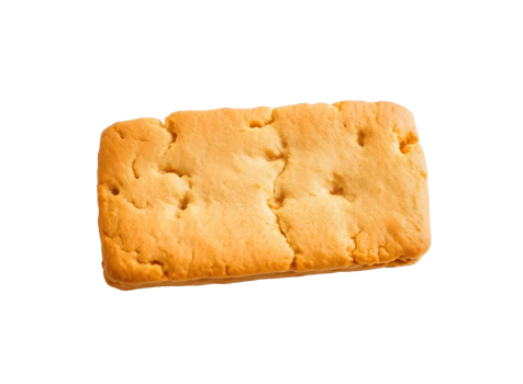 Golden brown rectangular biscuit with a textured surface isolated on transparent background png