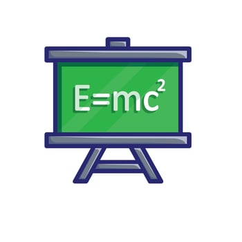 education icon. Interactive whiteboard. Digital board with physics symbols. smart, learning, clever. isometric design style vector