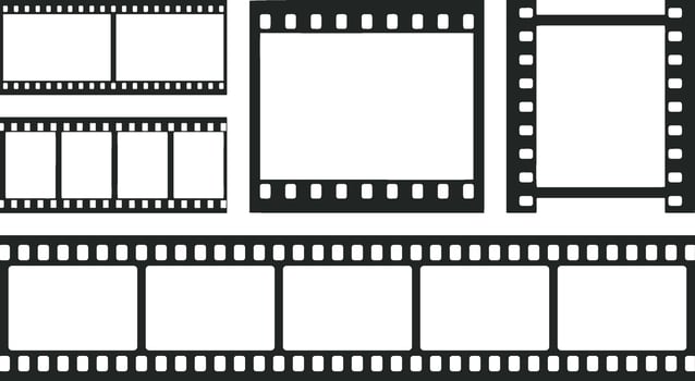 Film strip frame set. Cinema and movie strip border concept. vector