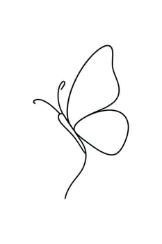 Single Butterfly Minimalist Line Art Drawing vector